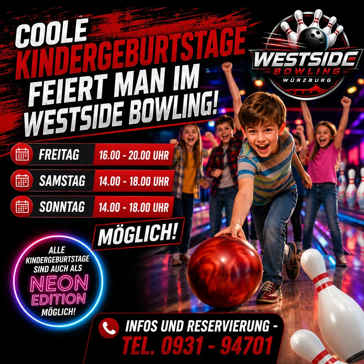 Kindergeburtstage im Westside Bowling – Freitag bis Sonntag